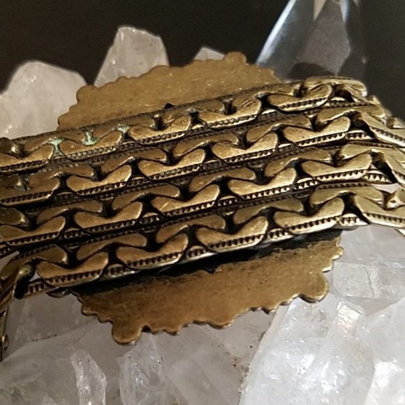 Vintage Victorian Revival Rhinestone Medallion Bracelet - Picture 6 of 6